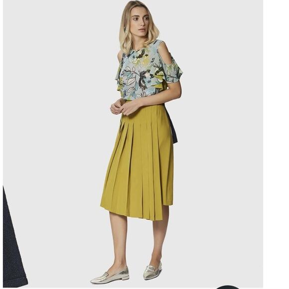 Roman Olive Pleated Wrap Midi High Waisted Skirt with side tie size 8 - Picture 12 of 12